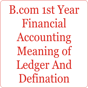 B com 1st Year Financial Accounting Meaning of Ledger And Defination