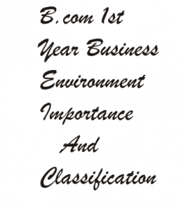 B.com 1st Year Business Environment Importance and Classification