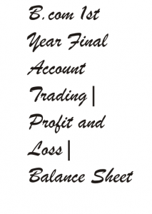 B.com 1st Year Final Account Trading Profit and Loss Balance Sheet