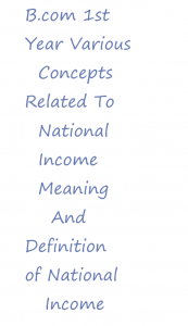 B.com 1st Year Various Concepts Related To National Income|Meaning and Definition of National Income