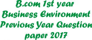 B.com 1st year Business Environment Previous Year Question paper 2017