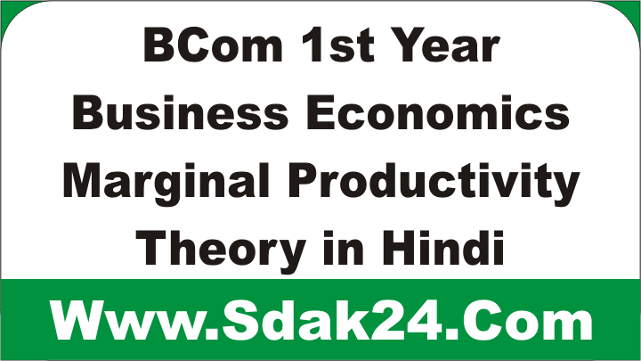BCom 1st Year Business Economics Marginal Productivity Theory in Hindi
