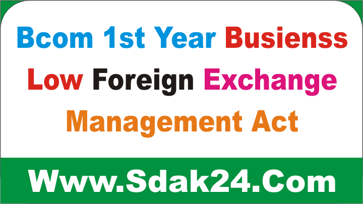 Bcom 1st Year Business Low Foreign Exchange Management Act