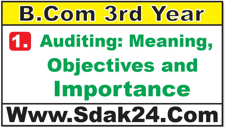 Auditing Meaning, Objectives and Importance Bcom Notes