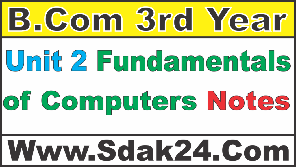 Unit 2 Fundamentals of Computers Bcom Notes