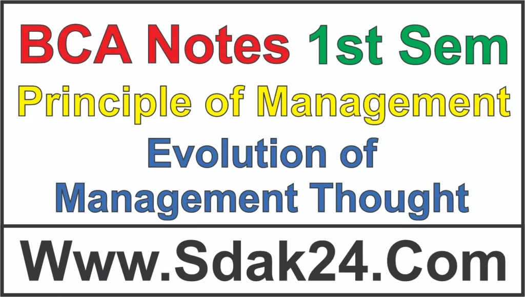 Evolution of Management Thought BCA Notes