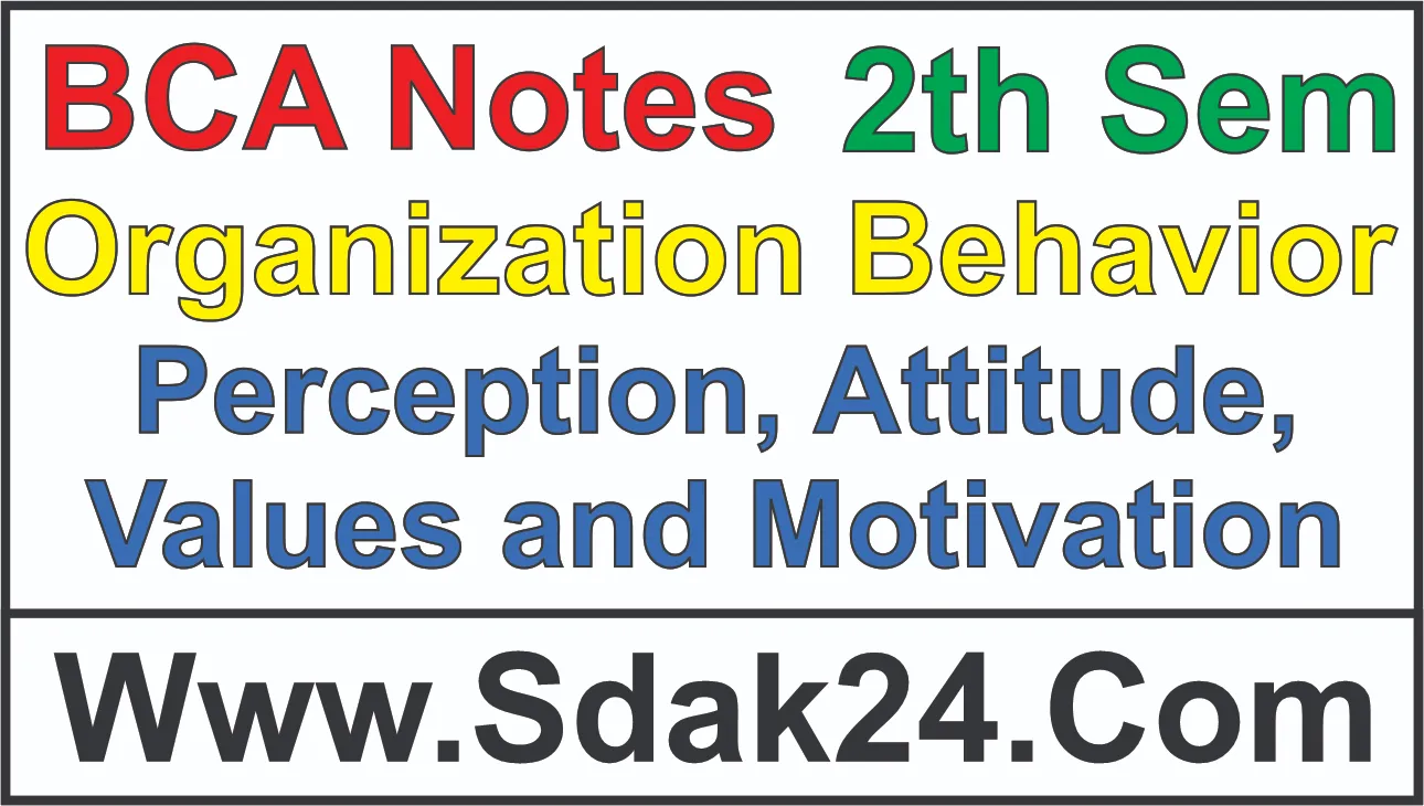 Perception Attitude Values and Motivation BCA Notes